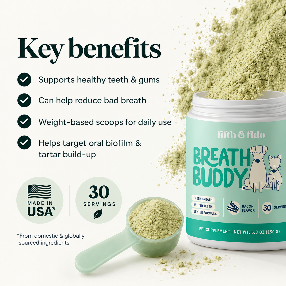 Fresh Breath, Cleaner Teeth & Healthier Gums for Dogs — Dental Powder