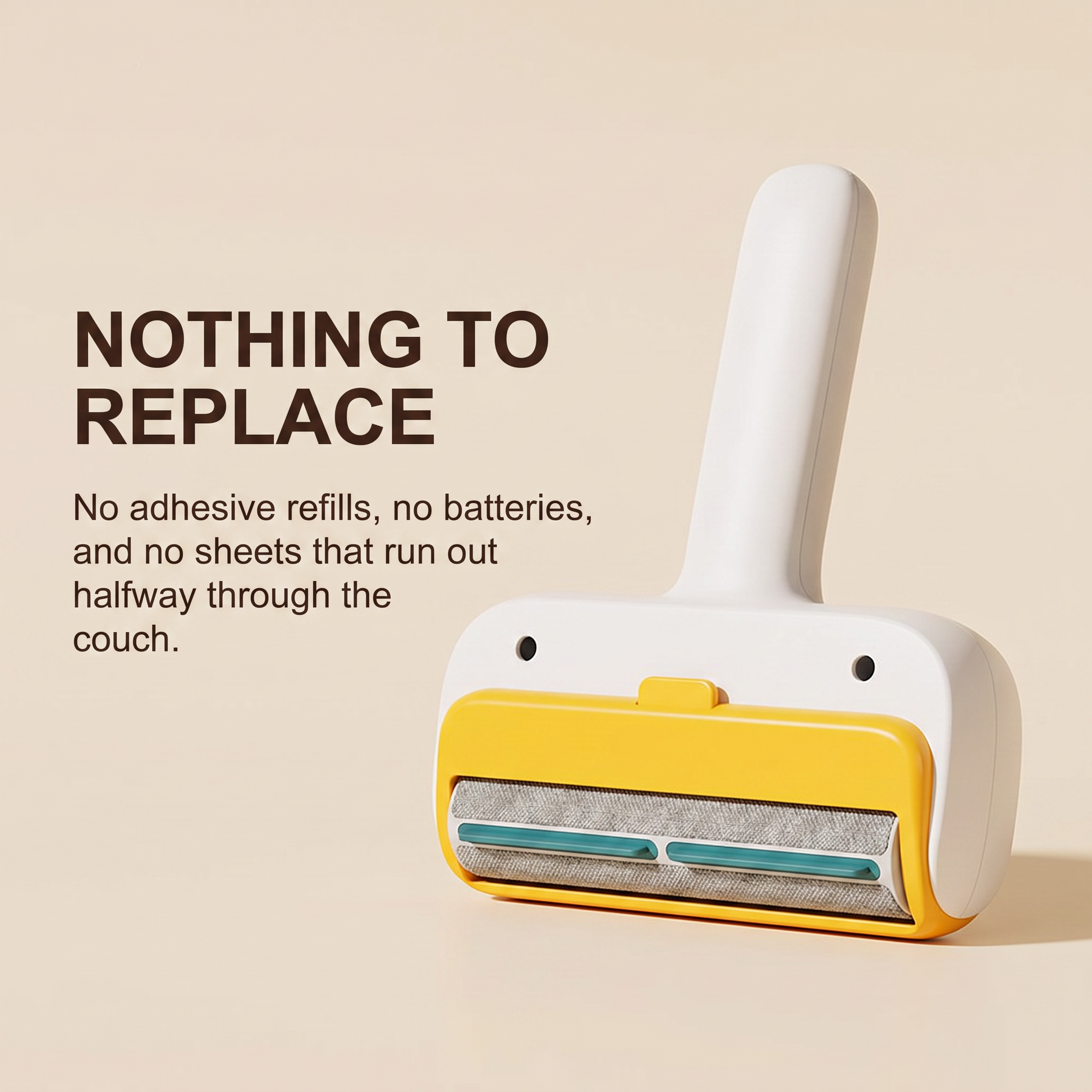 The reusable roller has no adhesive refills, no batteries and no sheets to replace