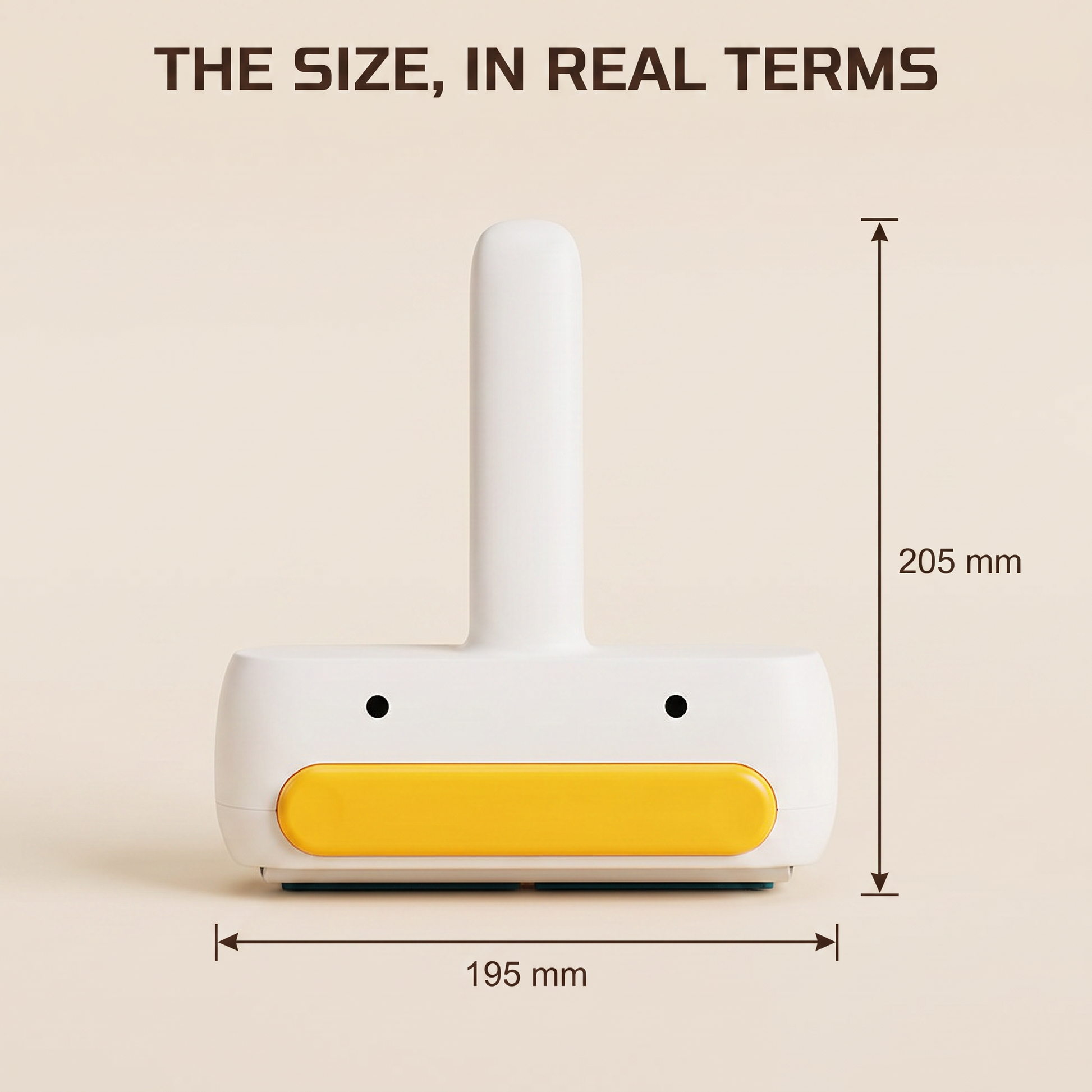Dimensions of the reusable lint roller: 195 mm wide and 205 mm tall