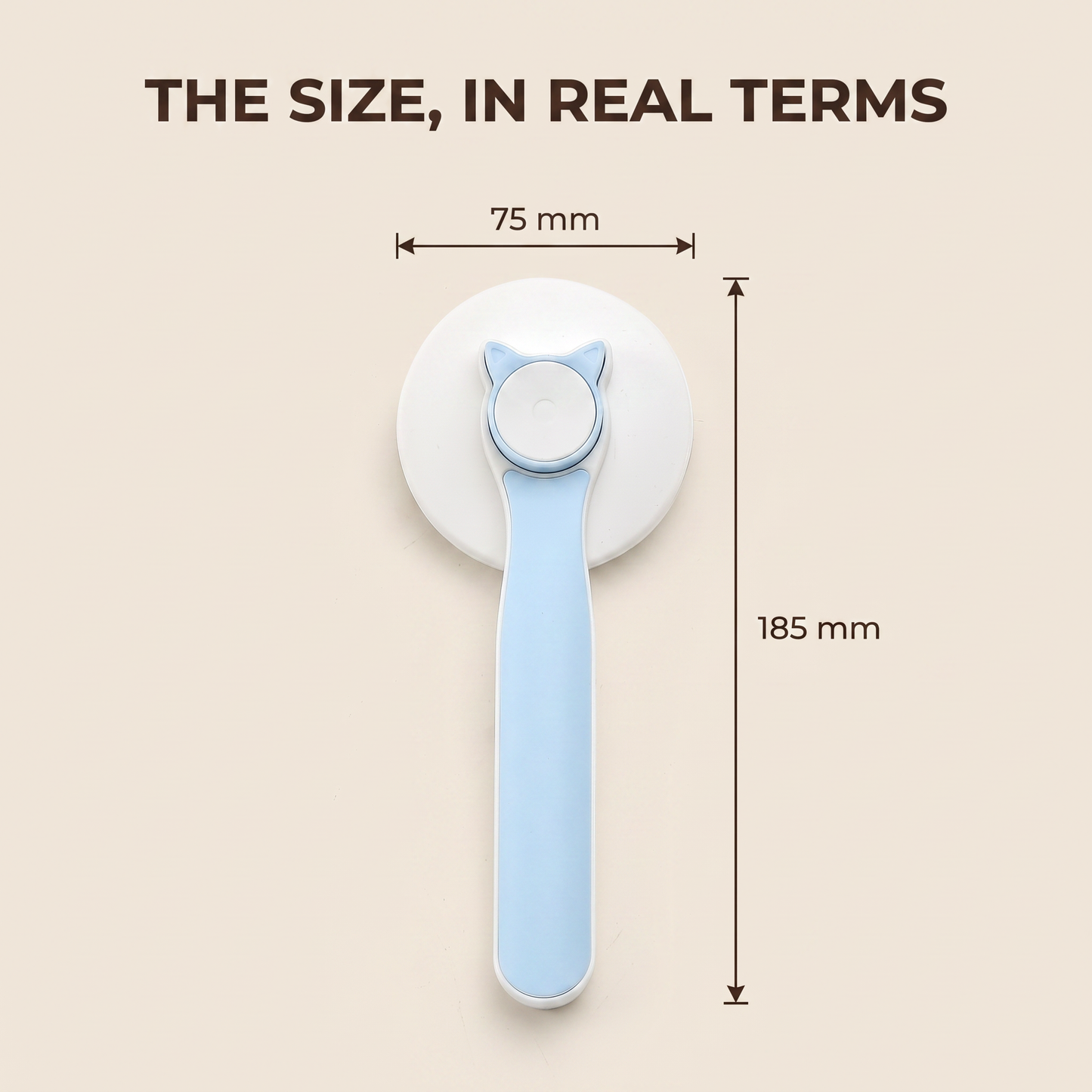 Dimensions of the deshedding brush: 185 mm long with a 75 mm wide head