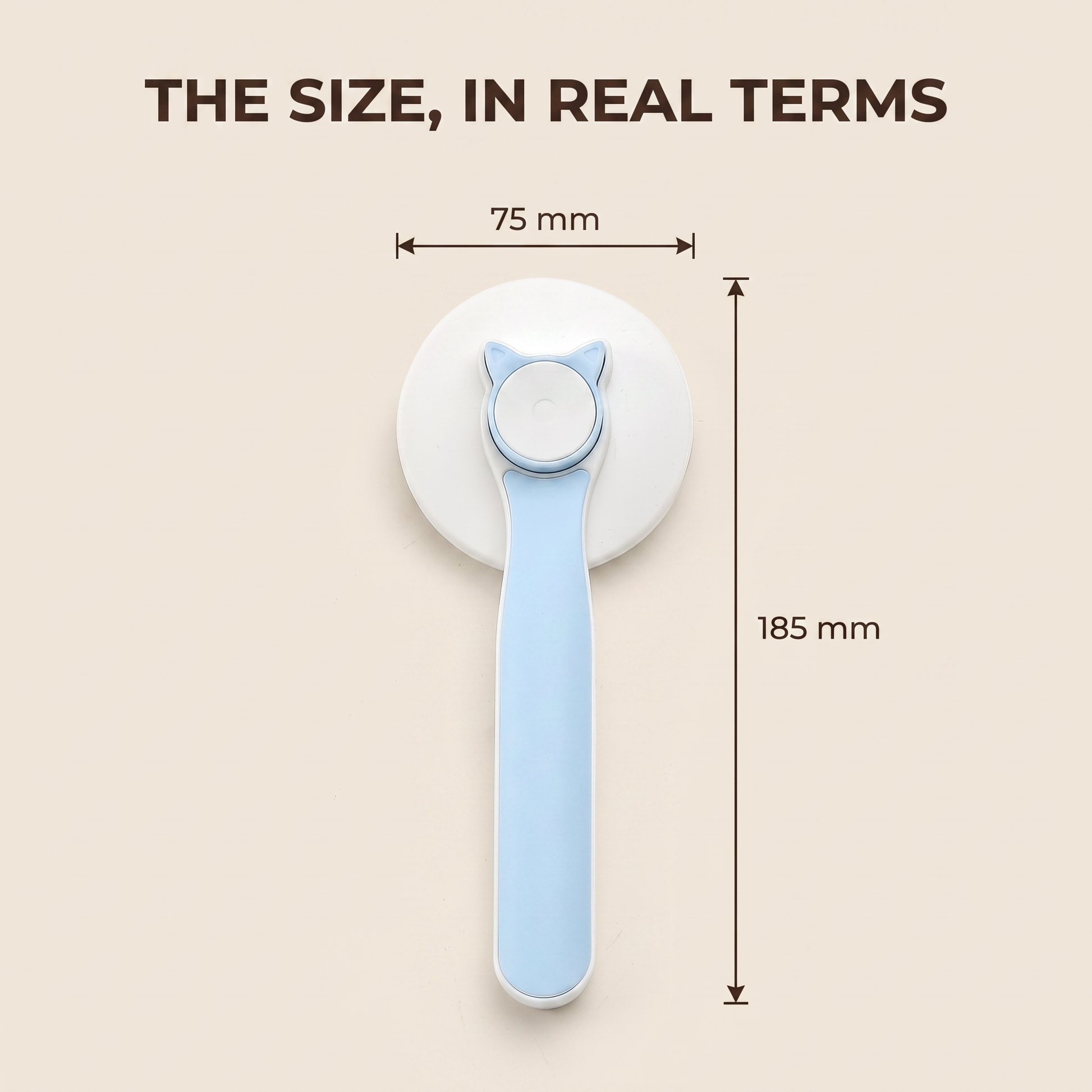Dimensions of the deshedding brush: 185 mm long with a 75 mm wide head