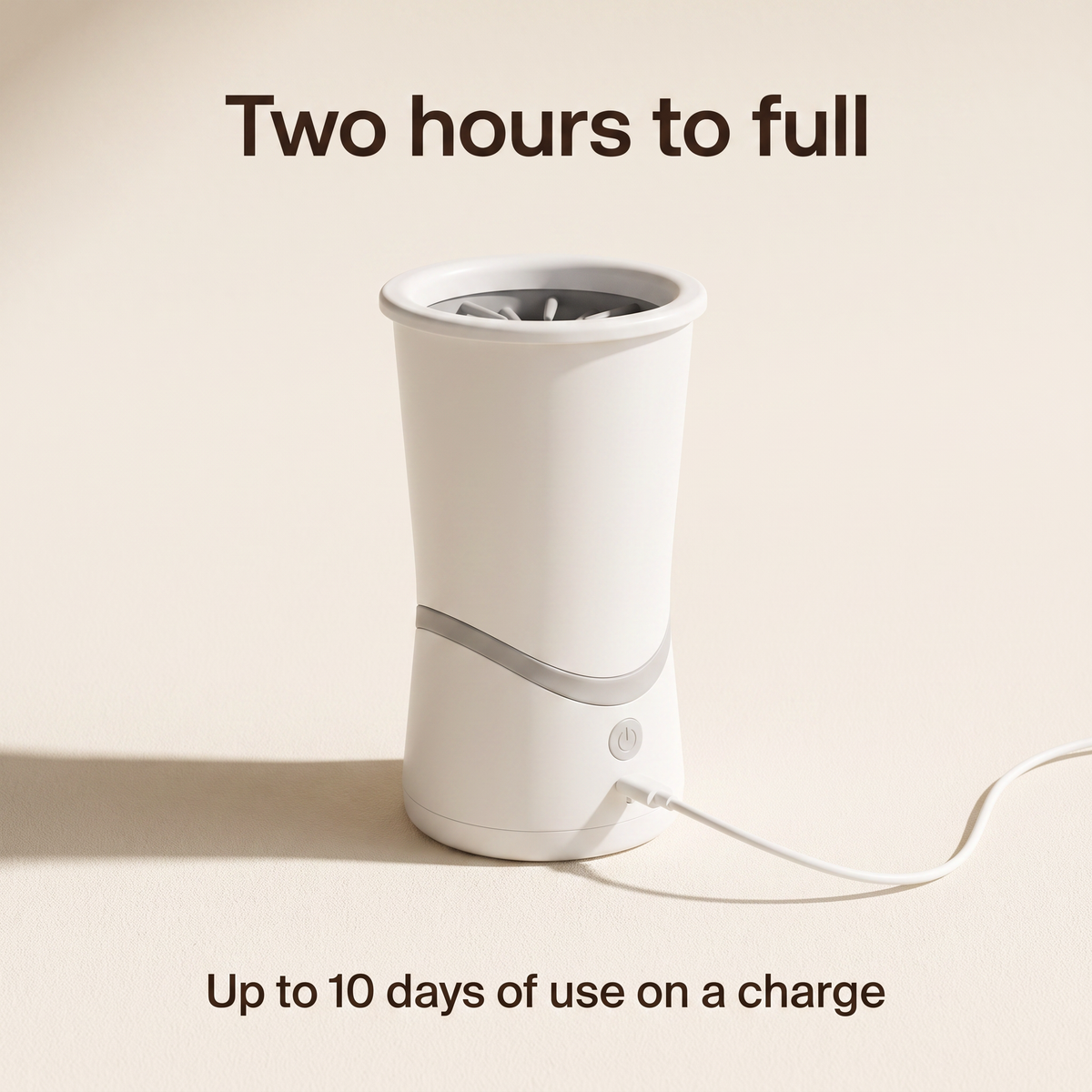Two hours to full on USB-C, then up to 10 days of use on a charge