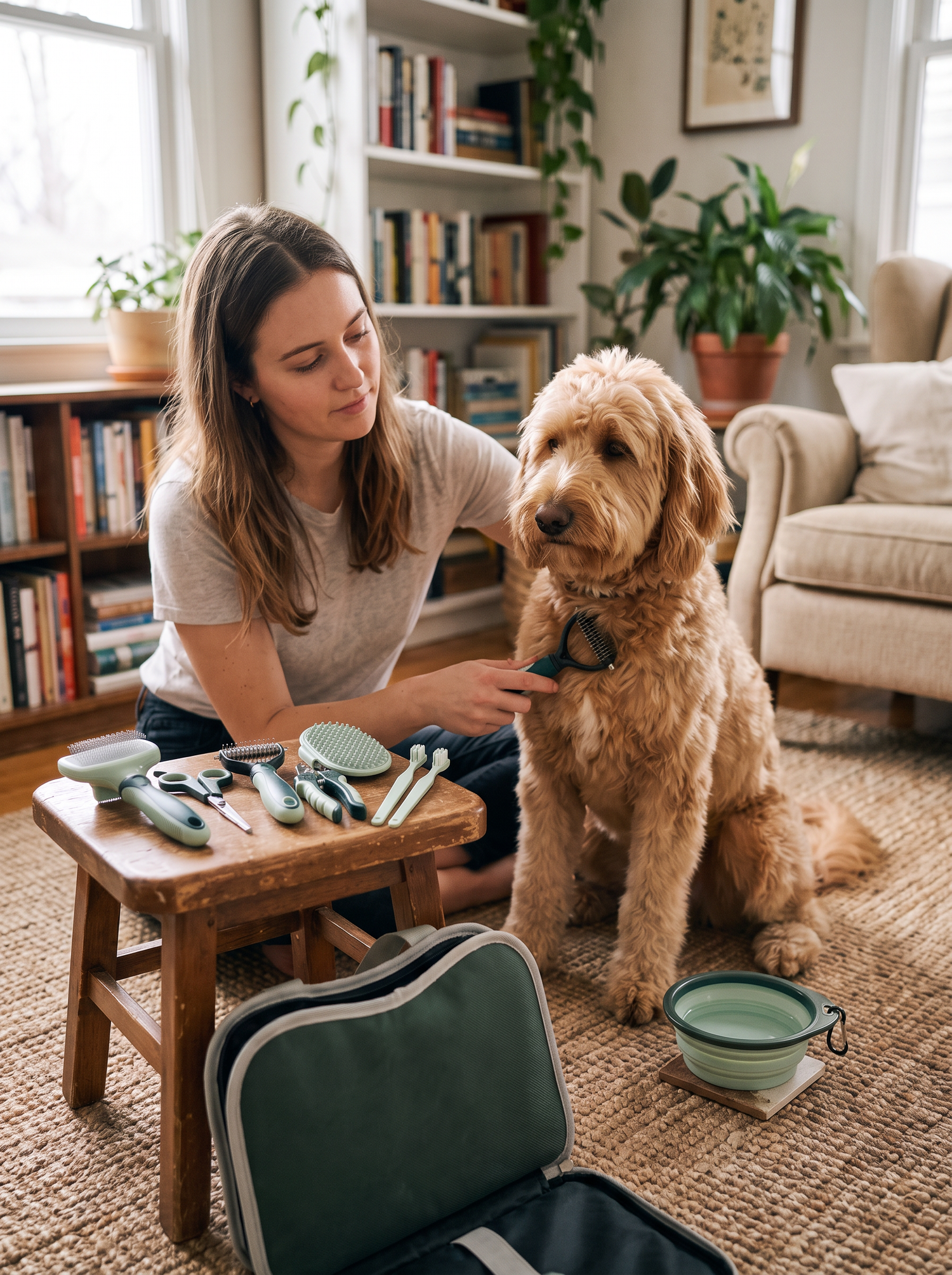 Quiet cordless clippers used on a calm dog at home