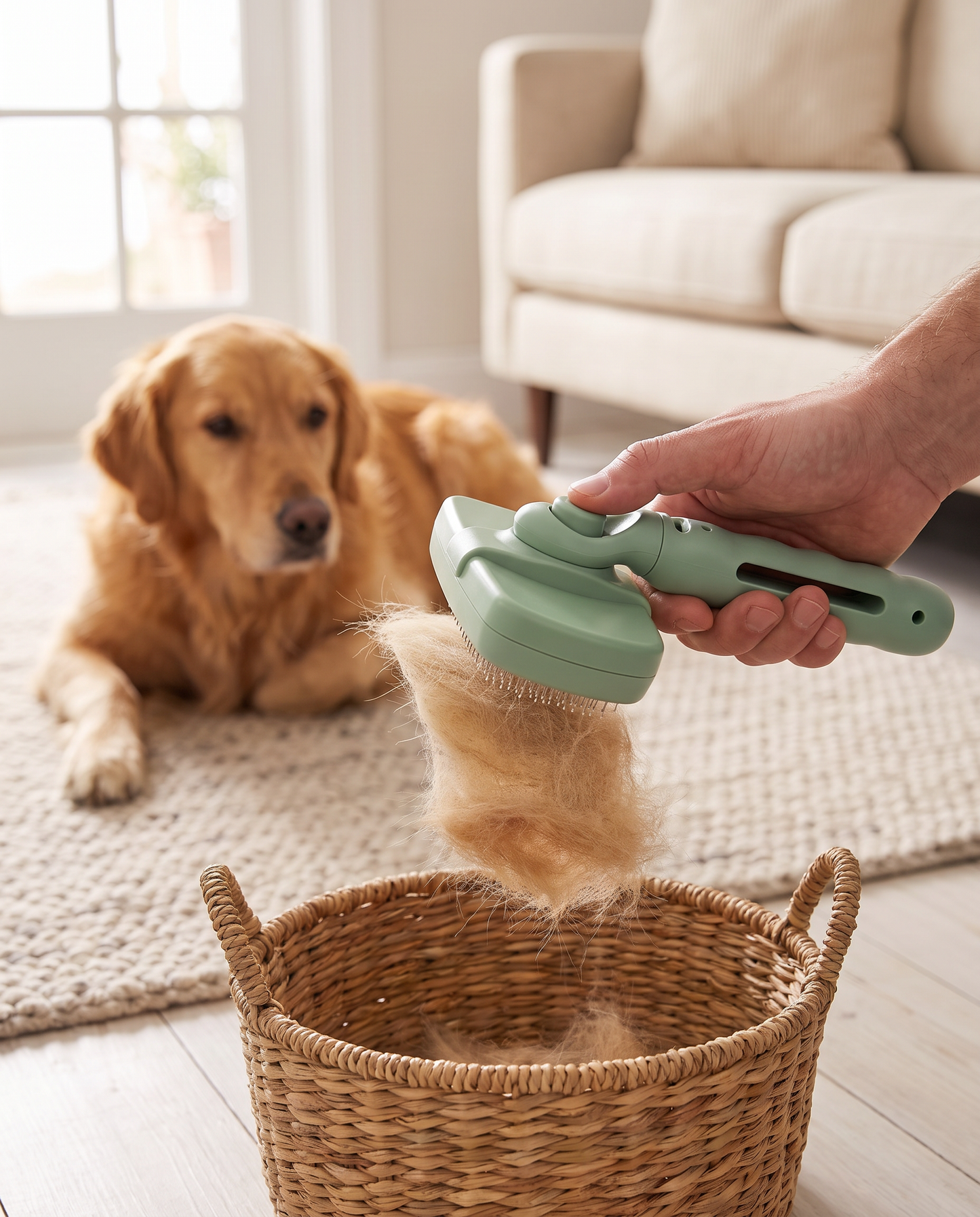 One press releases the collected fur in a single pad